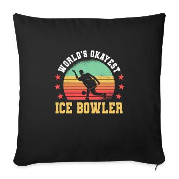 Drôle de cadeau de bowling sur glace - Housse de coussin décorative 45 x 45 cm - noir - Devant