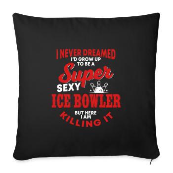 Drôle Ice Bowler Humour Bowling sur glace - Housse de coussin décorative 45 x 45 cm - noir - Devant