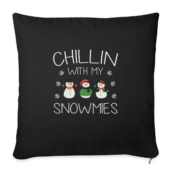 Chillin with my Snowmies snowman - Sofa pillowcase 17,3'' x 17,3'' (45 x 45 cm) - black - Front