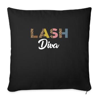 Diva des cils drôle avec imprimé léopard - Housse de coussin décorative 45 x 45 cm - noir - Devant