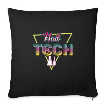 80s Nail Tech Retro Outfit Salon de Nail - Housse de coussin décorative 45 x 45 cm - noir - Devant