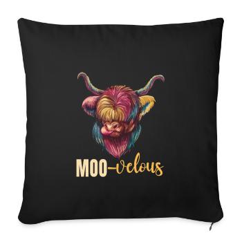 Muh-velous Wortspiel Schottische Hochlandkuh - Sofakissenbezug 45 x 45 cm - Schwarz - Vorne