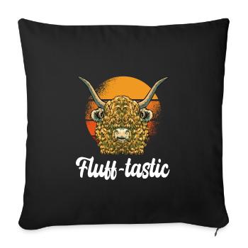 Jeu de mots moelleux Vache écossaise des Highlands - Housse de coussin décorative 45 x 45 cm - noir - Devant
