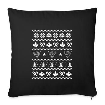 Vache écossaise des Highlands Moche Noël - Housse de coussin décorative 45 x 45 cm - noir - Devant