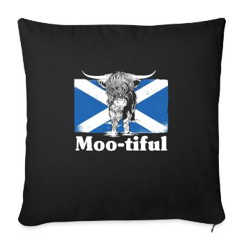 Moo-tiful - Beau jeu de mots en Écosse - Housse de coussin décorative 45 x 45 cm - noir - Devant
