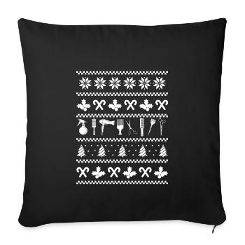 Hairstylist Ugly Christmas Costume - Sofa pillowcase 17,3'' x 17,3'' (45 x 45 cm) - black - Front