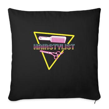 80s Hairstylist Retro Outfit Haircut - Sofa pillowcase 17,3'' x 17,3'' (45 x 45 cm) - black - Front