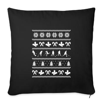Floorball Player Ugly Christmas Design - Sofa pillowcase 17,3'' x 17,3'' (45 x 45 cm) - black - Front