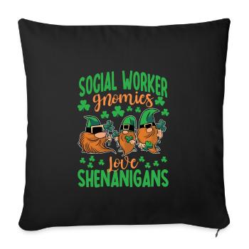 Gnomies des travailleurs sociaux Fête de la Saint-Patrick - Housse de coussin décorative 45 x 45 cm - noir - Devant