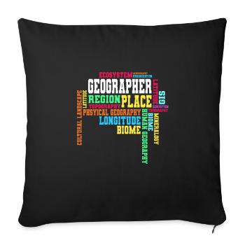 Geography - Sofa pillowcase 17,3'' x 17,3'' (45 x 45 cm) - black - Front