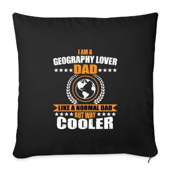 Drôle de papa amoureux de la géographie - Housse de coussin décorative 45 x 45 cm - noir - Devant