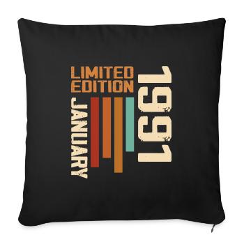 January 1991 - 1991 January Birthday Gift - Sofa pillowcase 17,3'' x 17,3'' (45 x 45 cm) - black - Front