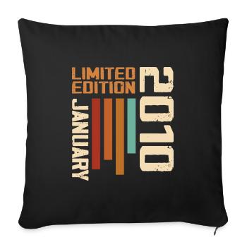 Janvier 2010 - 2010 Janvier Cadeau Anniversaire - Housse de coussin décorative 45 x 45 cm - noir - Devant