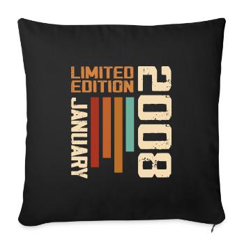 Janvier 2008 - 2008 Janvier Cadeau Anniversaire - Housse de coussin décorative 45 x 45 cm - noir - Devant