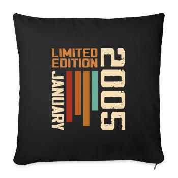 Janvier 2005 - 2005 Janvier Cadeau Anniversaire - Housse de coussin décorative 45 x 45 cm - noir - Devant