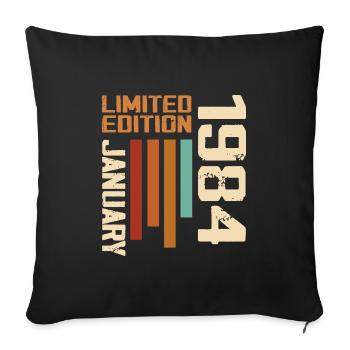 Janvier 1984 - 1984 Janvier Cadeau Anniversaire - Housse de coussin décorative 45 x 45 cm - noir - Devant