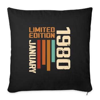 Janvier 1980 - 1980 Janvier Cadeau Anniversaire - Housse de coussin décorative 45 x 45 cm - noir - Devant