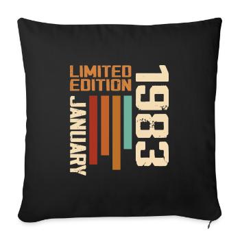 Janvier 1983 - 1983 Janvier Cadeau Anniversaire - Housse de coussin décorative 45 x 45 cm - noir - Devant