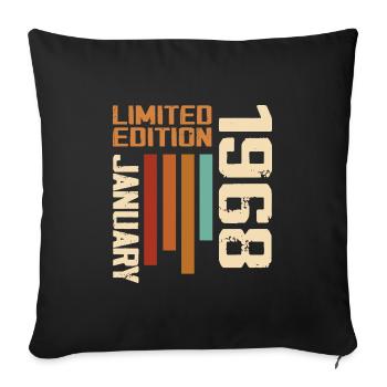 January 1968 - 1968 January Birthday Gift - Sofa pillowcase 17,3'' x 17,3'' (45 x 45 cm) - black - Front