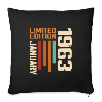 January 1963 - 1963 January Birthday Gift - Sofa pillowcase 17,3'' x 17,3'' (45 x 45 cm) - black - Front