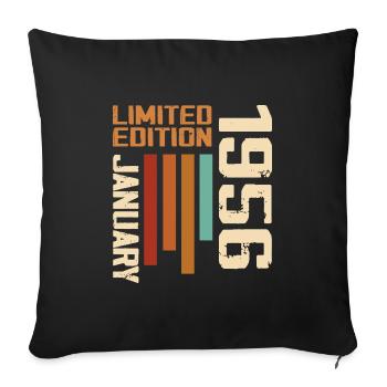 January 1956 - 1956 January Birthday Gift - Sofa pillowcase 17,3'' x 17,3'' (45 x 45 cm) - black - Front
