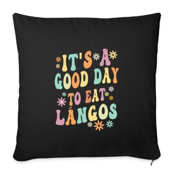 Langos - Hungarian cuisine - Sofa pillowcase 17,3'' x 17,3'' (45 x 45 cm) - black - Front