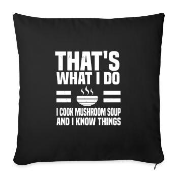 Cuisson de la soupe aux champignons - Housse de coussin décorative 45 x 45 cm - noir - Devant