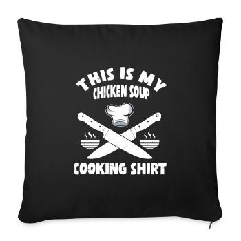 PouletConception de chef de soupe de poulet - Housse de coussin décorative 45 x 45 cm - noir - Devant