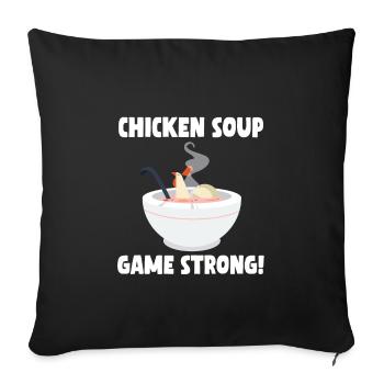 Jeu de soupe au poulet Strong - Housse de coussin décorative 45 x 45 cm - noir - Devant