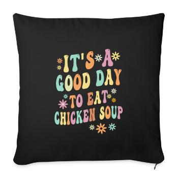 Soupe simple au poulet maison - Housse de coussin décorative 45 x 45 cm - noir - Devant