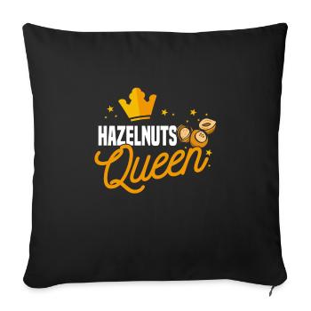 Haselnuss Königin - Sofakissenbezug 45 x 45 cm - Schwarz - Vorne