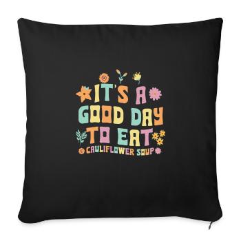 bluTenue de soupe de chou-fleur - Housse de coussin décorative 45 x 45 cm - noir - Devant