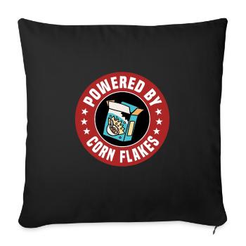 Powered By Corn Flakes - Sofa pillowcase 17,3'' x 17,3'' (45 x 45 cm) - black - Front
