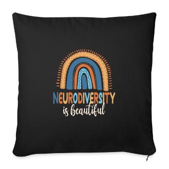 Autisme Neurodiversité - Housse de coussin décorative 45 x 45 cm - noir - Devant