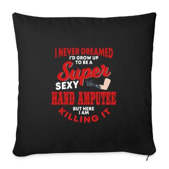 T-shirt amputé à la main drôle - Housse de coussin décorative 45 x 45 cm - noir - Devant