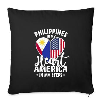 Filipino American Geschenk - Sofakissenbezug 45 x 45 cm - Schwarz - Vorne