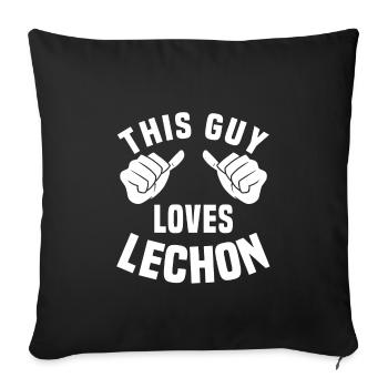 Ce mec adore le lechon - Housse de coussin décorative 45 x 45 cm - noir - Devant