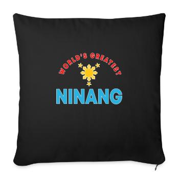 Ninang – Marraine philippine - Housse de coussin décorative 45 x 45 cm - noir - Devant