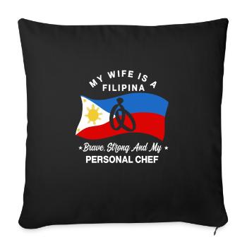 Ma femme est philippine - Housse de coussin décorative 45 x 45 cm - noir - Devant