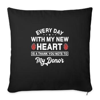 Greffe de cœur reconnaissant - Housse de coussin décorative 45 x 45 cm - noir - Devant
