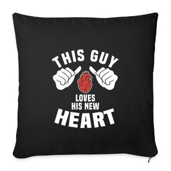 This guy loves his new heart - Sofa pillowcase 17,3'' x 17,3'' (45 x 45 cm) - black - Front
