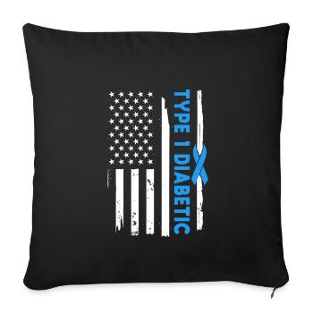 Diabétique américain de type 1 - Housse de coussin décorative 45 x 45 cm - noir - Devant
