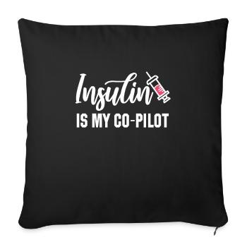 L’insuline est mon copilote - Housse de coussin décorative 45 x 45 cm - noir - Devant
