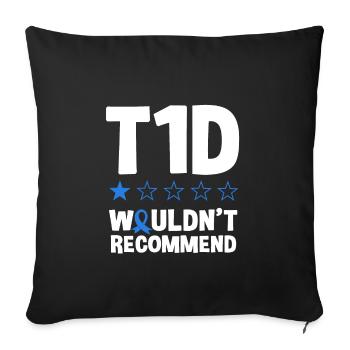Humour drôle de diabète de type 1 - Housse de coussin décorative 45 x 45 cm - noir - Devant