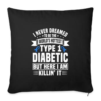 Funny Type 1 T-shirt diabétique - Housse de coussin décorative 45 x 45 cm - noir - Devant