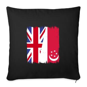 Singapour, Royaume-Uni - Housse de coussin décorative 45 x 45 cm - noir - Devant