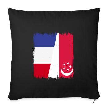 Singapour, France - Housse de coussin décorative 45 x 45 cm - noir - Devant