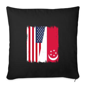 Drapeau américain de Singapour - Housse de coussin décorative 45 x 45 cm - noir - Devant