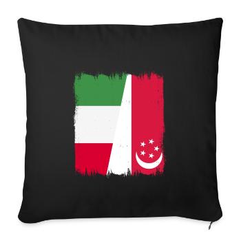 Singapore Italy - Sofa pillowcase 17,3'' x 17,3'' (45 x 45 cm) - black - Front