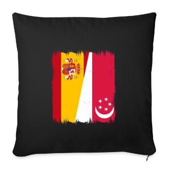 Spain Singapore flag - Sofa pillowcase 17,3'' x 17,3'' (45 x 45 cm) - black - Front